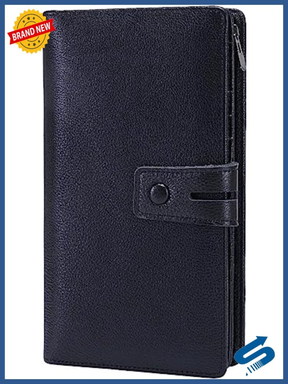Large Capacity RFID Blocking Genuine Leather Wallet with Checkbook Holder